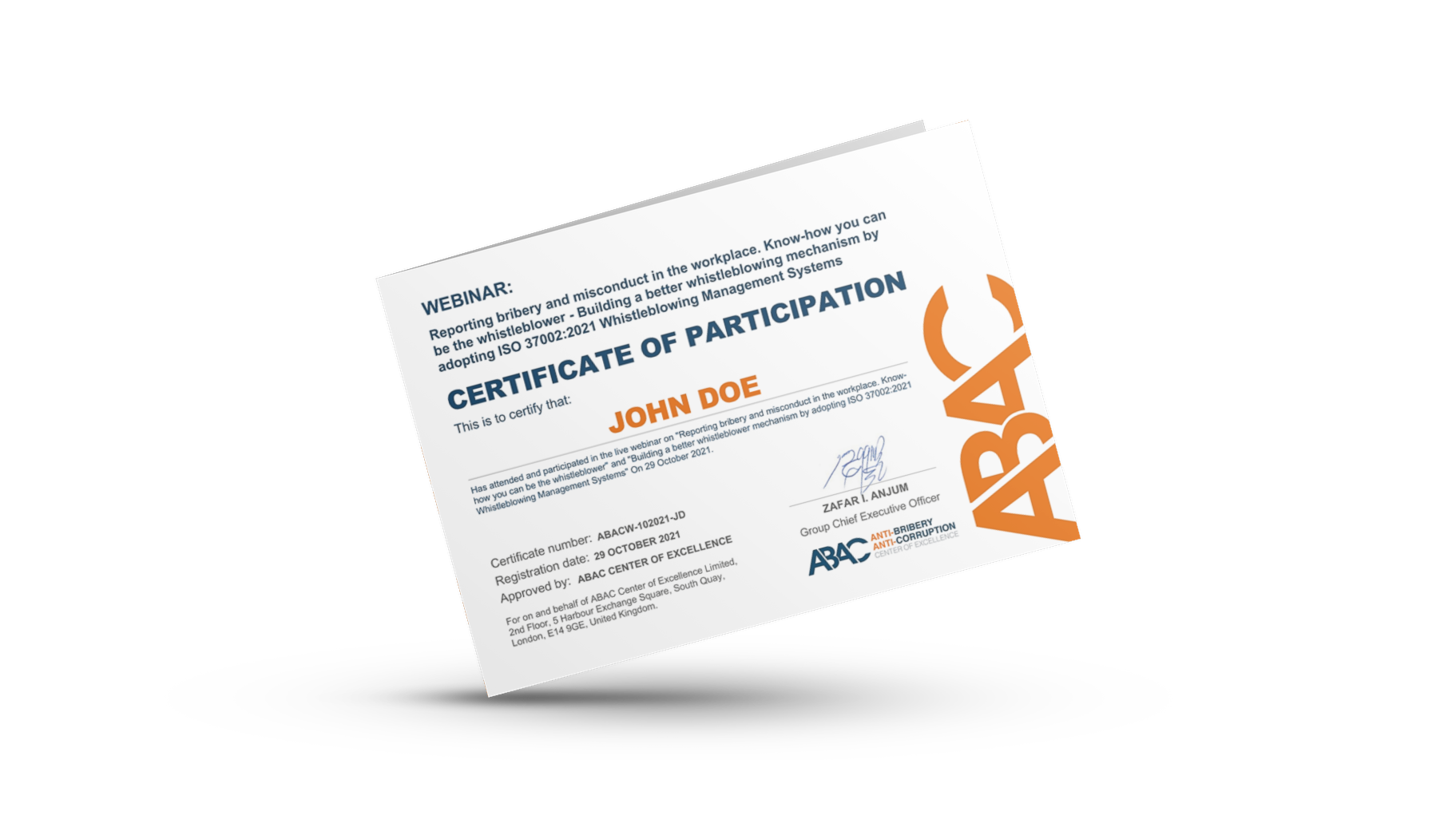 Sample of certificate of participation